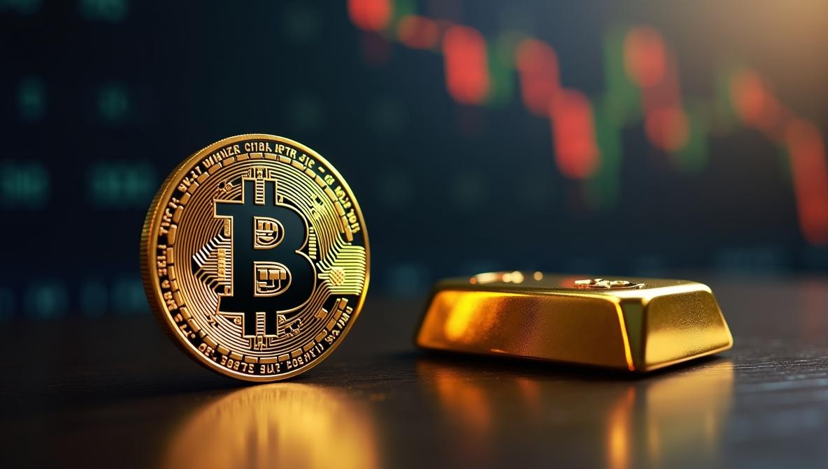 Gold and Bitcoin side by side representing the battle for sound money supremacy in 2025